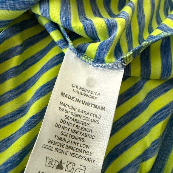 FootJoy FJ Neon Yellow & Blue Striped Performance Golf Polo Mens XL Stretch - Picture 8 of 8